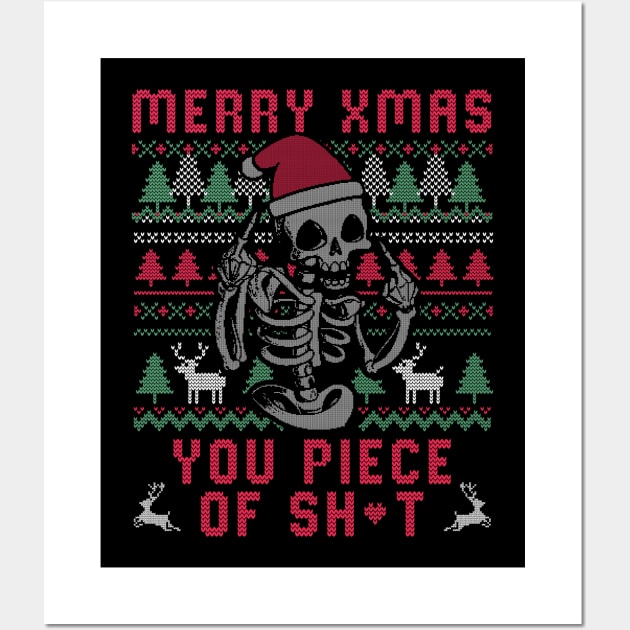 Christmas Skull Funny Ugly Sweater Wall Art by eduely